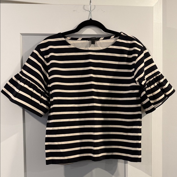 J. Crew Tops - J. Crew Navy and White Striped Short Sleeve Top